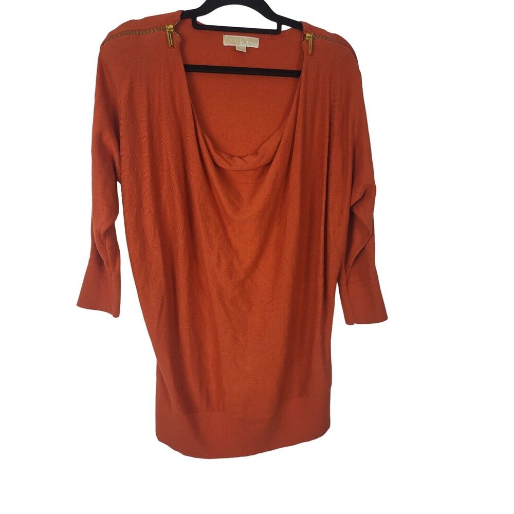 Michael Michael Kors Blouse Medium Womens Orange Long Sleeve Scoop Neck Pullover